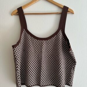 Brown and White Patterned Knit tank
